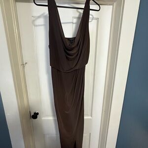 Boohoo Chocolate Brown Draped Midi Dress